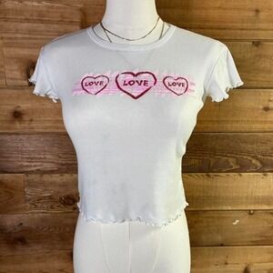 Y2K women's White and pink heart baby t shirt